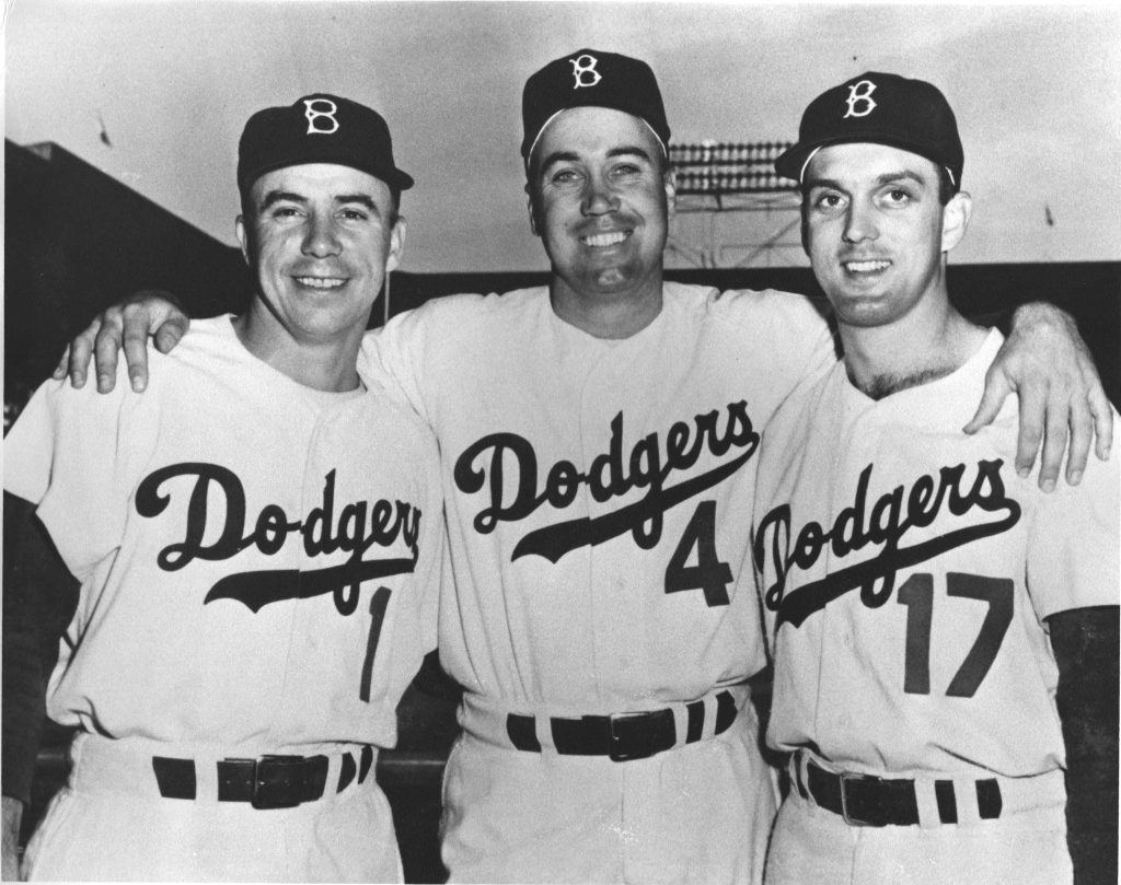 L-R: Pee Wee Reese, Duke Snider, and Carl Erskine.