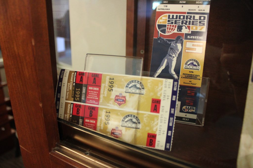 Tickets from the 1995 NLDS and 2007 World Series.